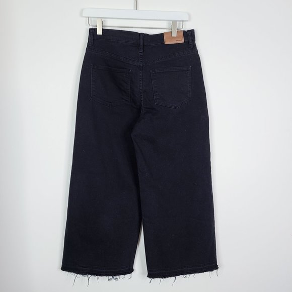 MADEWELL Women's Wide-Leg Crop Jeans in True Black: Drop-Hem Edition Size 27 - Picture 3 of 10